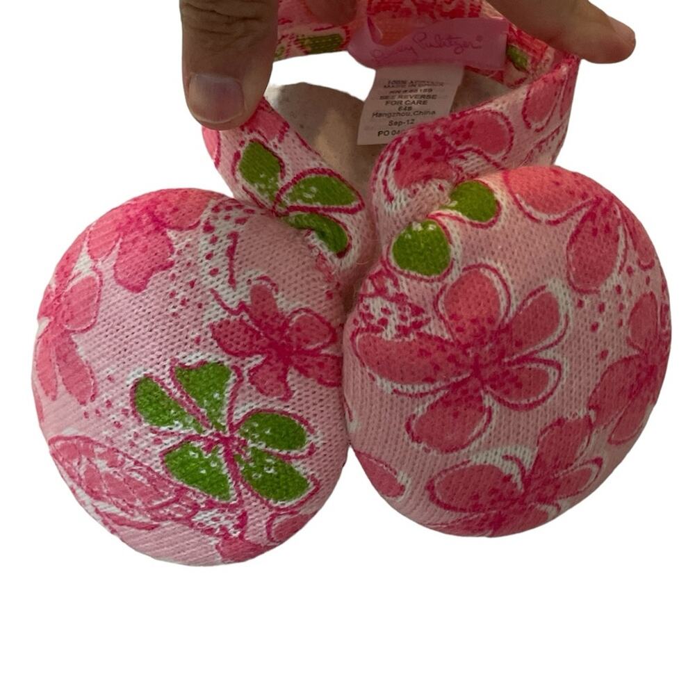 Lilly Pulitzer Ear Muffs Girls Pink Sizes 2-6 Pink Printed Knit Preppy Winter - Picture 6 of 7